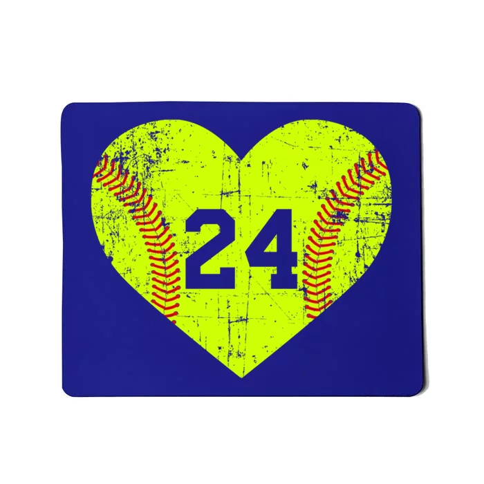 Vintage Fastpitch Softball 24 Jersey Number Gift Mousepad