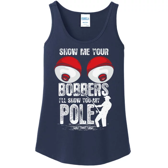 Vintage Funny Show Me Your Bobbers ILl Show You My Pole Ladies Essential Tank