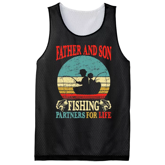 Vintage Father Son Fishing Partners For Life Dad Matching Mesh Reversible Basketball Jersey Tank