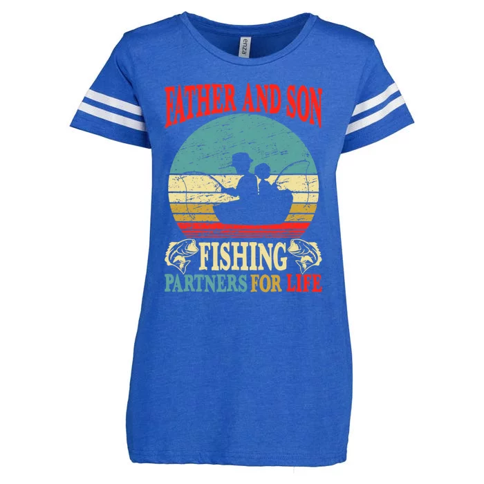 Vintage Father Son Fishing Partners For Life Dad Matching Enza Ladies Jersey Football T-Shirt