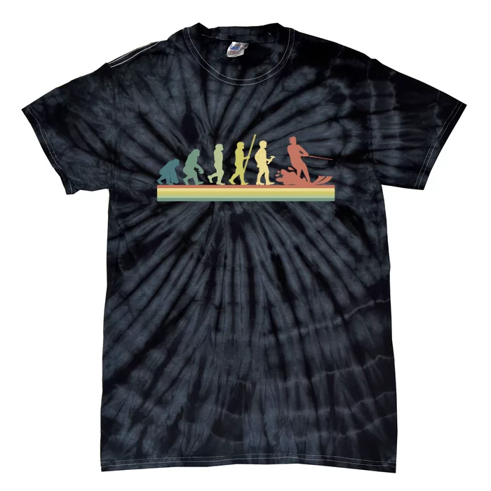 Vintage Funny Skiing Evolution Gift For Skiers Tie-Dye T-Shirt