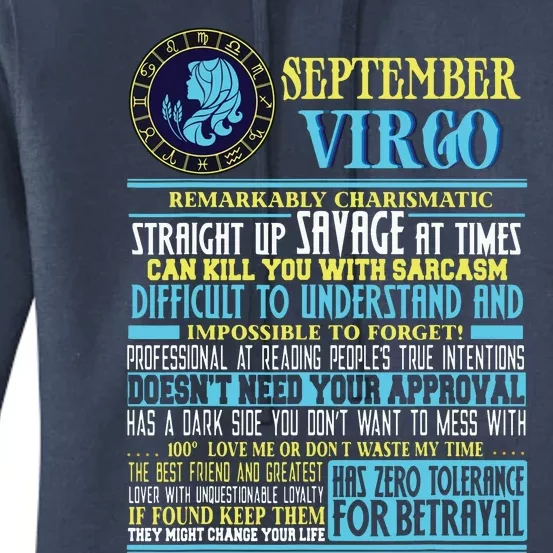 Virgo Facts Shirts Funny September Virgo Gift Women's Pullover Hoodie