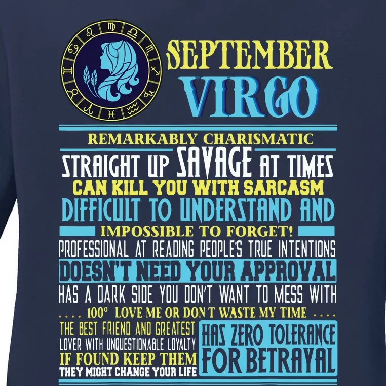 Virgo Facts Shirts Funny September Virgo Gift Ladies Long Sleeve Shirt