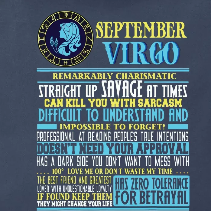 Virgo Facts Shirts Funny September Virgo Gift Zip Tote Bag