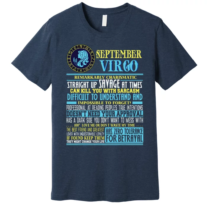 Virgo Facts Shirts Funny September Virgo Gift Premium T-Shirt