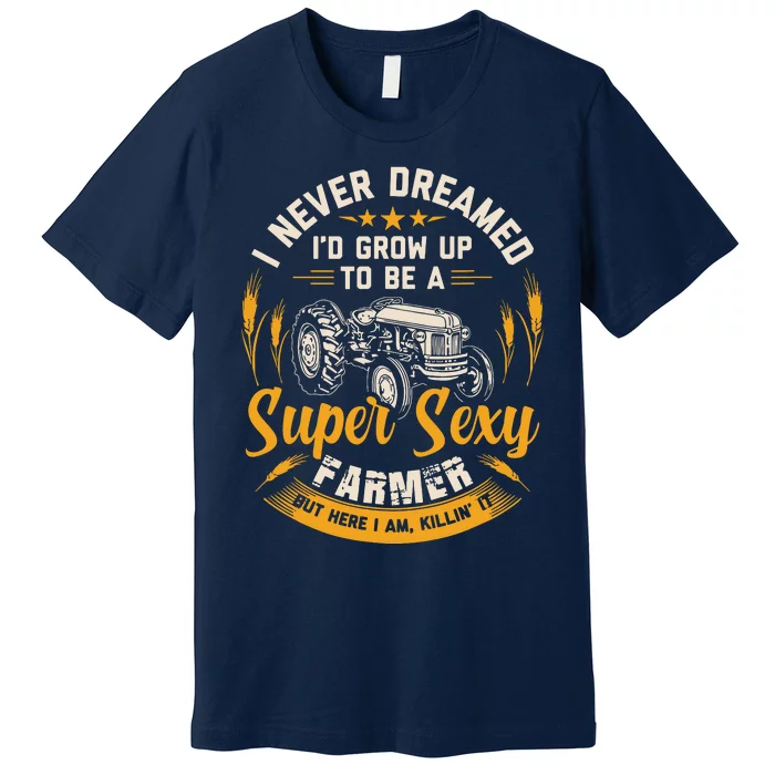 Vintage Farmer Shirts Men Tractor Gift Boy Farm Rancher Premium T-Shirt