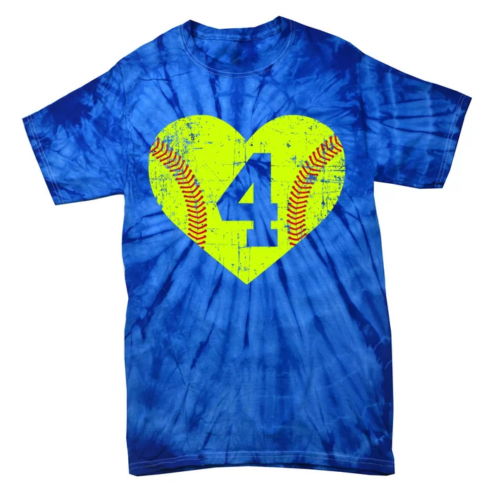 Vintage Fastpitch Softball 4 Jersey Number Great Gift Tie-Dye T-Shirt