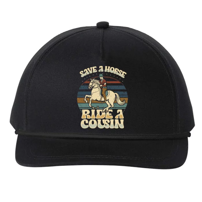 vintage funny sayings Save A Horse Ride A Cousin Snapback Five-Panel Rope Hat