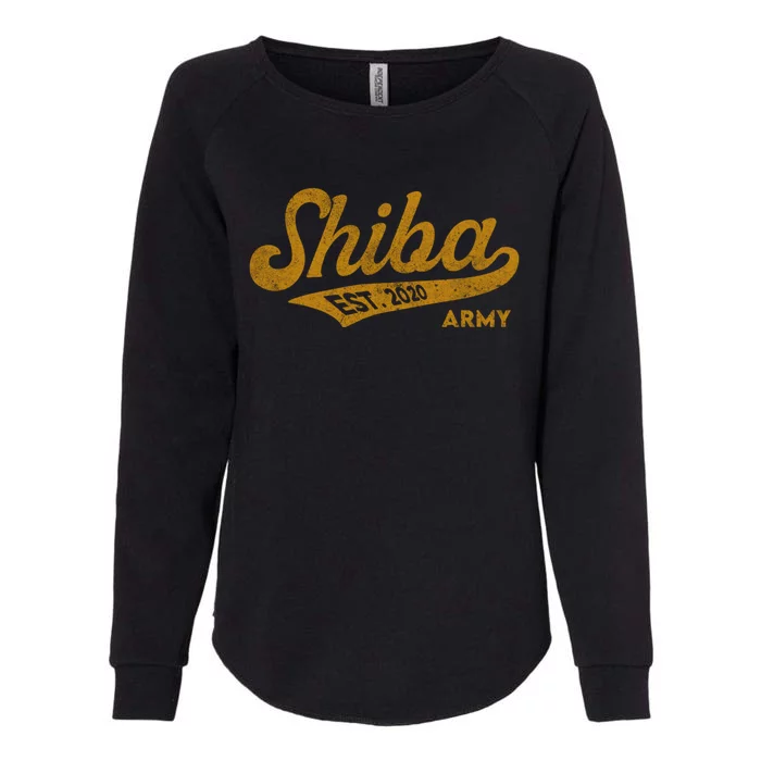 Vintage Funny Shiba Army Coin Script Bold Font Shiba Inu Womens California Wash Sweatshirt