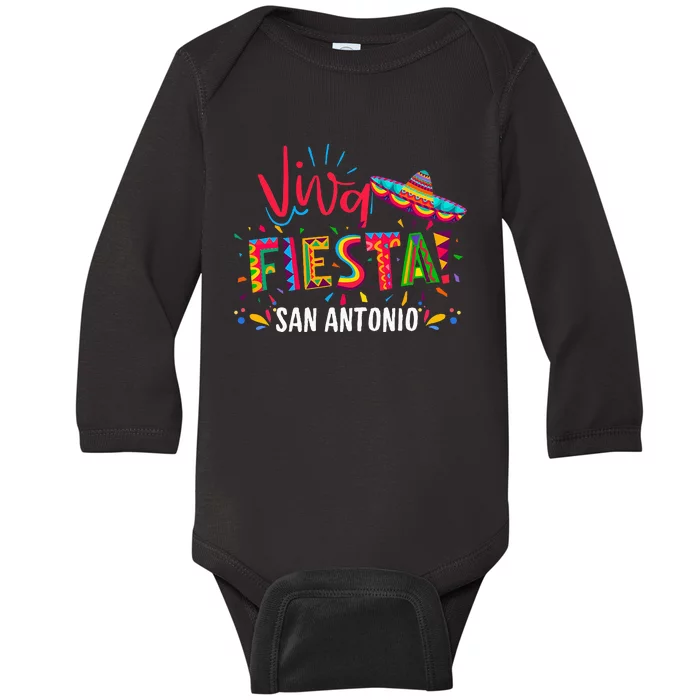 Viva Fiesta San Antonio Cinco De Mayo Sombrero Baby Long Sleeve Bodysuit