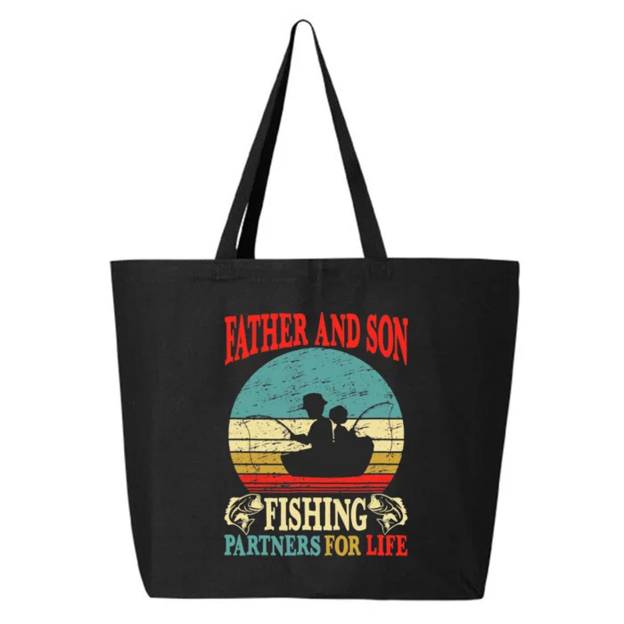 Vintage Father Son Fishing Partners For Life Dad Matching 25L Jumbo Tote