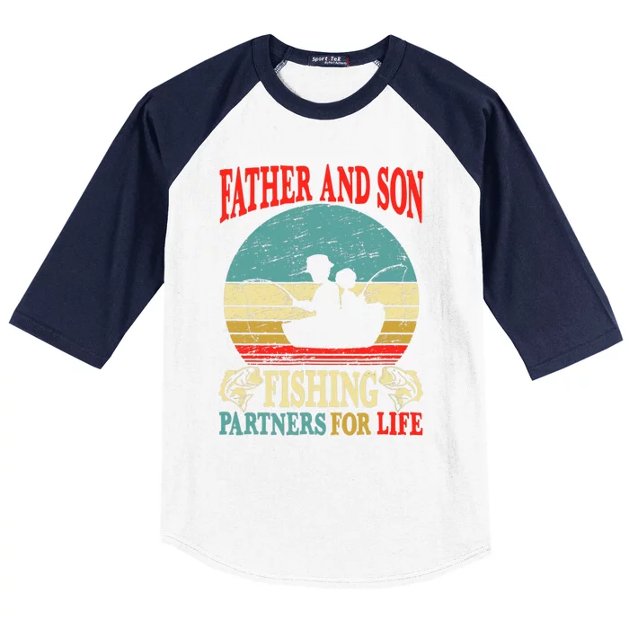 Vintage Father Son Fishing Partners For Life Dad Matching Baseball Sleeve Shirt