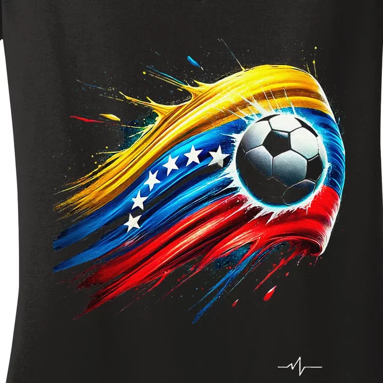 Venezuelan Flag Soccer Women's V-Neck T-Shirt