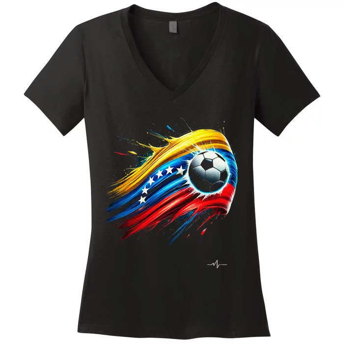 Venezuelan Flag Soccer Women's V-Neck T-Shirt