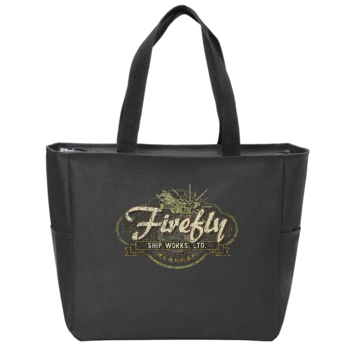 Vintage Firefly Ship Works Distressed Zip Tote Bag