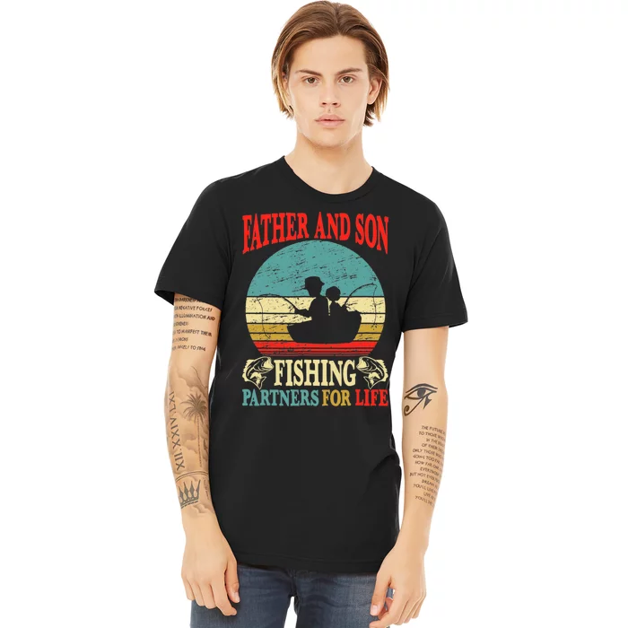 Vintage Father Son Fishing Partners For Life Dad Matching Premium T-Shirt