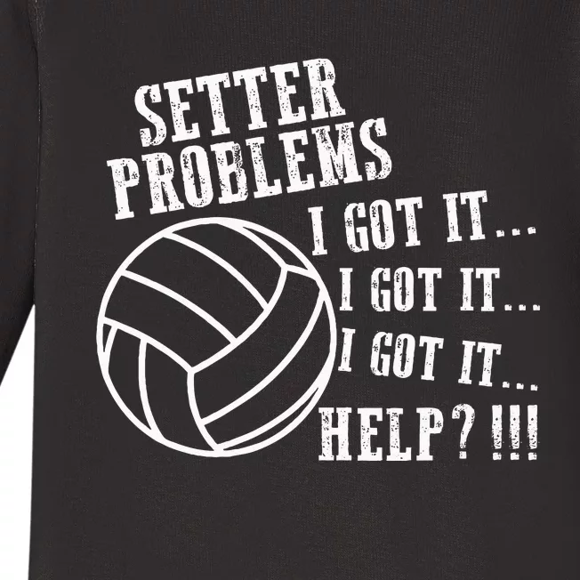 Volleyball Funny Setter Problems Beach Hobby Sport Summer Baby Long Sleeve Bodysuit