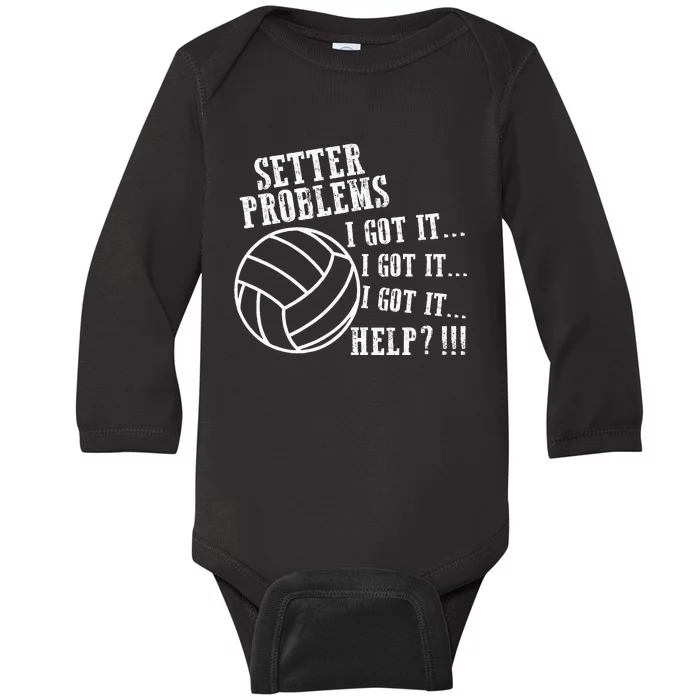 Volleyball Funny Setter Problems Beach Hobby Sport Summer Baby Long Sleeve Bodysuit