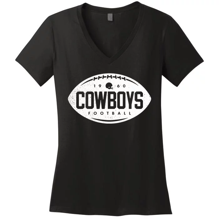 Vintage Football Shape Dallas Women's V-Neck T-Shirt