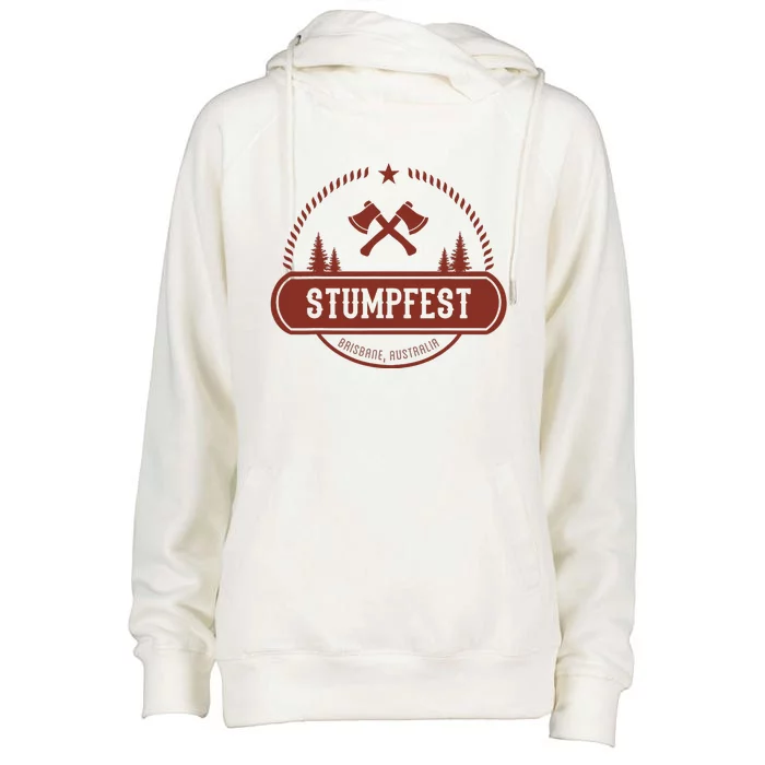 Vintage Funny Stumpfest 2024 Brisbane Get Sweaty Womens Funnel Neck Pullover Hood