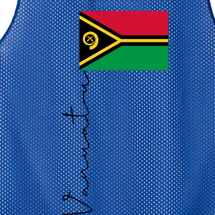 Vanuatu Flag Sport Pole Signature Gift Mesh Reversible Basketball Jersey Tank