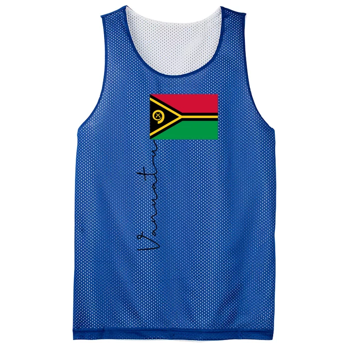 Vanuatu Flag Sport Pole Signature Gift Mesh Reversible Basketball Jersey Tank