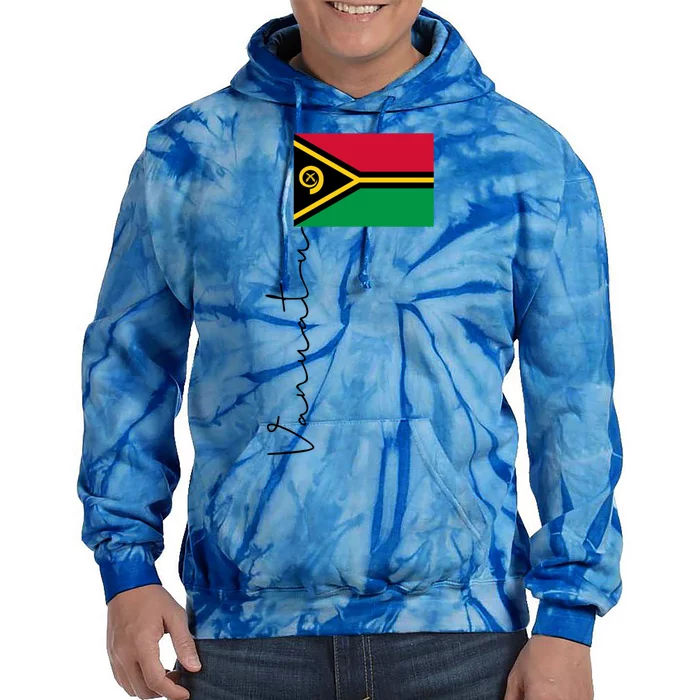 Vanuatu Flag Sport Pole Signature Gift Tie Dye Hoodie