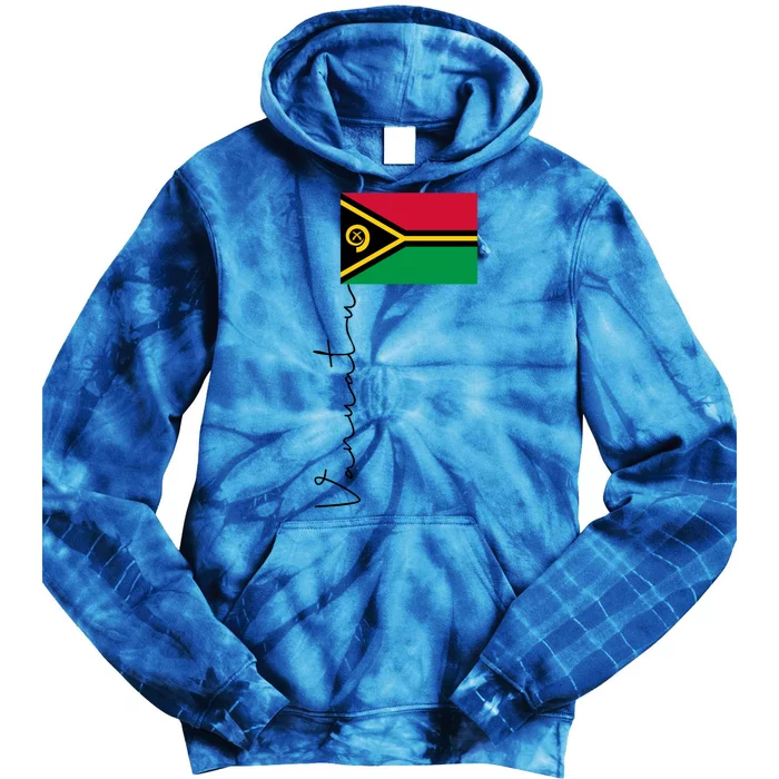 Vanuatu Flag Sport Pole Signature Gift Tie Dye Hoodie