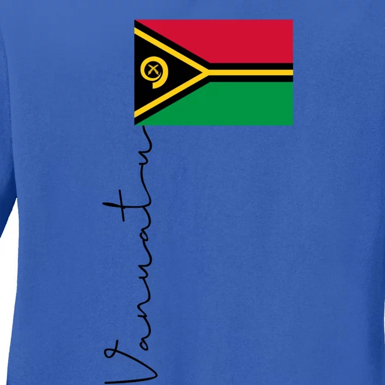 Vanuatu Flag Sport Pole Signature Gift Ladies Long Sleeve Shirt