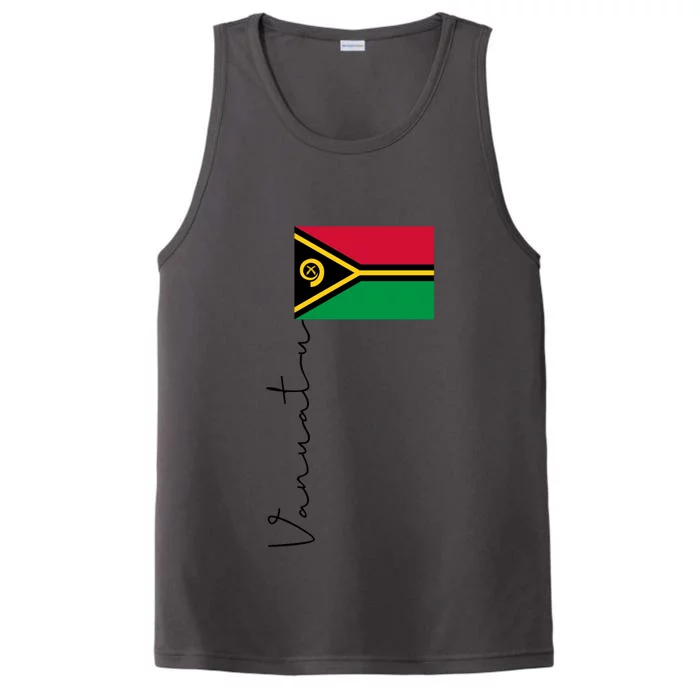 Vanuatu Flag Sport Pole Signature Gift Performance Tank