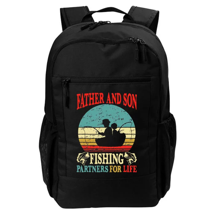 Vintage Father Son Fishing Partners For Life Dad Matching Daily Commute Backpack