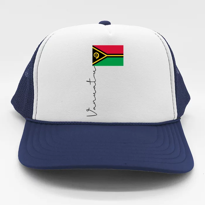 Vanuatu Flag Sport Pole Signature Gift Trucker Hat