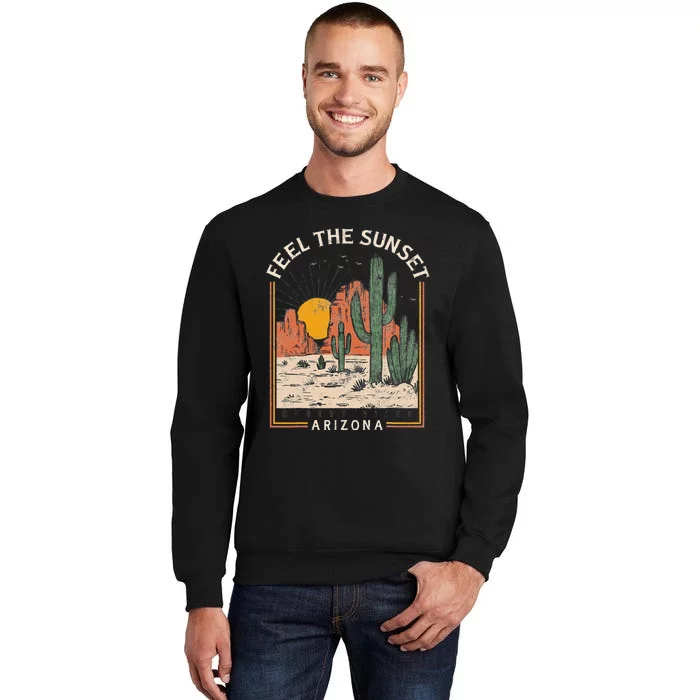 Vintage Feel Sunset Desert Vibes Arizona Mountain Cactus Sweatshirt