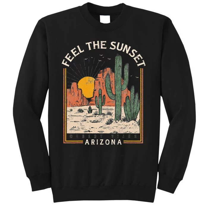 Vintage Feel Sunset Desert Vibes Arizona Mountain Cactus Sweatshirt