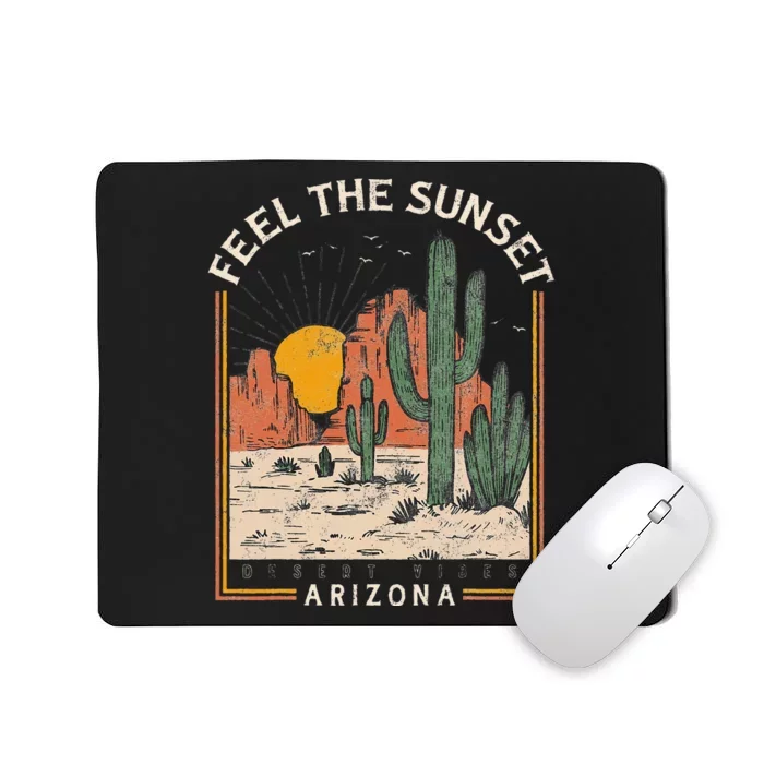 Vintage Feel Sunset Desert Vibes Arizona Mountain Cactus Mousepad