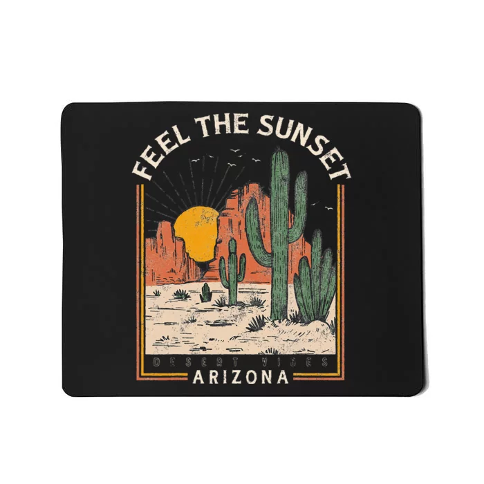 Vintage Feel Sunset Desert Vibes Arizona Mountain Cactus Mousepad