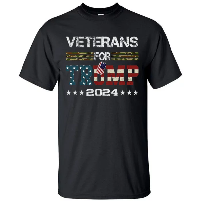 Veterans For Trump 2024 American Flag Vintage Tall T-Shirt