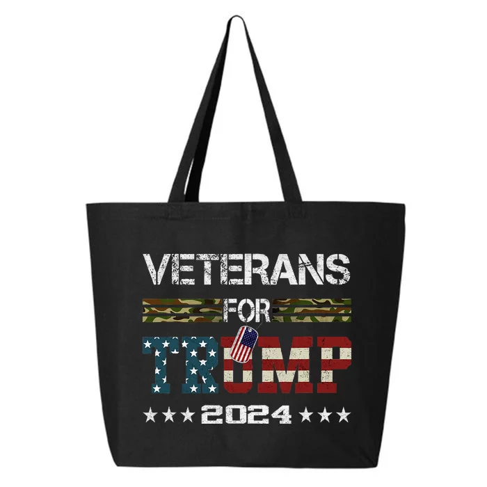 Veterans For Trump 2024 American Flag Vintage 25L Jumbo Tote