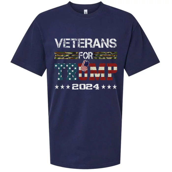 Veterans For Trump 2024 American Flag Vintage Sueded Cloud Jersey T-Shirt