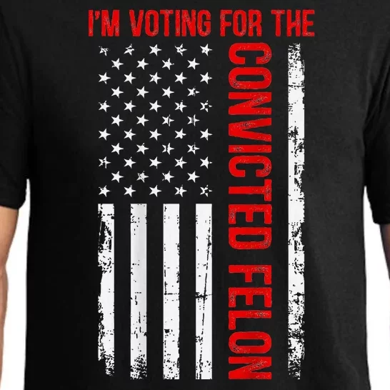 Voting For The Convicted Felon 2024 Usa Flag Back Design Pajama Set