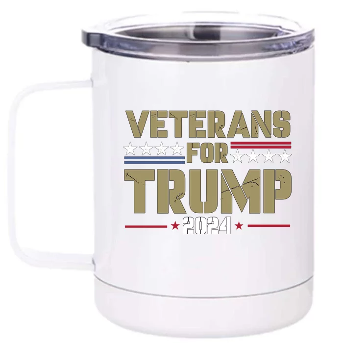 Veterans For Trump 2024 éLection 2024 Front & Back 12oz Stainless Steel Tumbler Cup