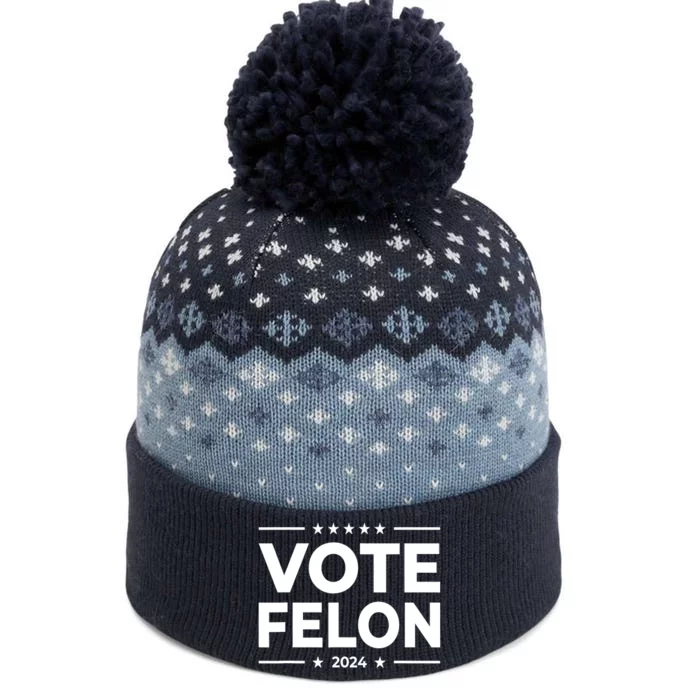 Vote Felon Trump 2024 Usa United States Stars The Baniff Cuffed Pom Beanie