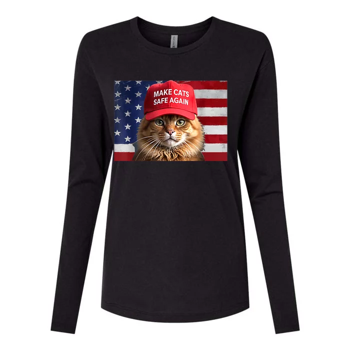 Vote For Trump Make Cats Safe Again Gift Womens Cotton Relaxed Long Sleeve T-Shirt