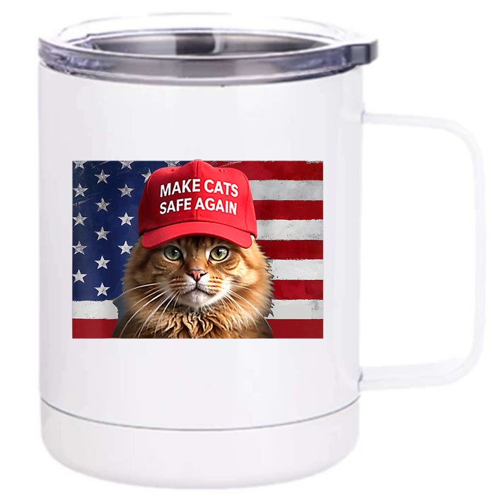 Vote For Trump Make Cats Safe Again Gift Front & Back 12oz Stainless Steel Tumbler Cup