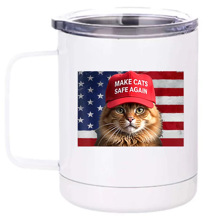 Vote For Trump Make Cats Safe Again Gift Front & Back 12oz Stainless Steel Tumbler Cup