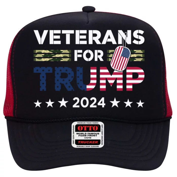 Veterans For Trump 2024 Election Vote High Crown Mesh Trucker Hat