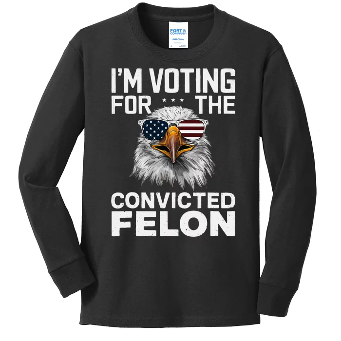 Voting For The Convicted Felon Bald Eagle Design Kids Long Sleeve Shirt