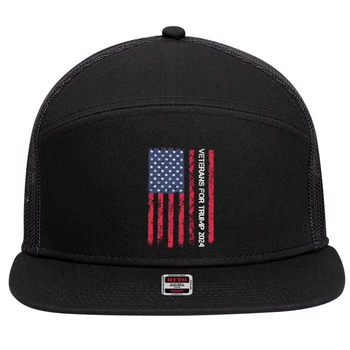 Veterans For Trump 2024 Election 7 Panel Mesh Trucker Snapback Hat