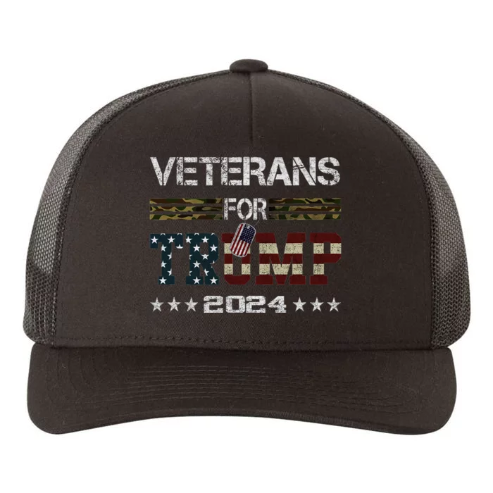 Veterans For Trump 2024 Vintage American Flag Design Yupoong Adult 5-Panel Trucker Hat