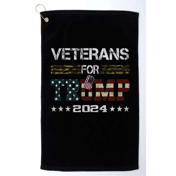 Veterans For Trump 2024 Vintage American Flag Design Platinum Collection Golf Towel